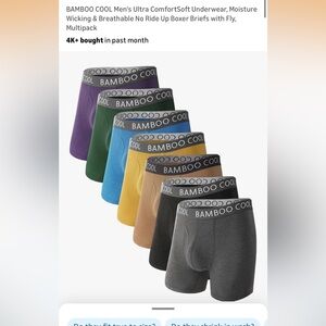 BAMBOO COOL Men's Boxer Briefs 7 Multipack - Assorted Colors Brand New!!